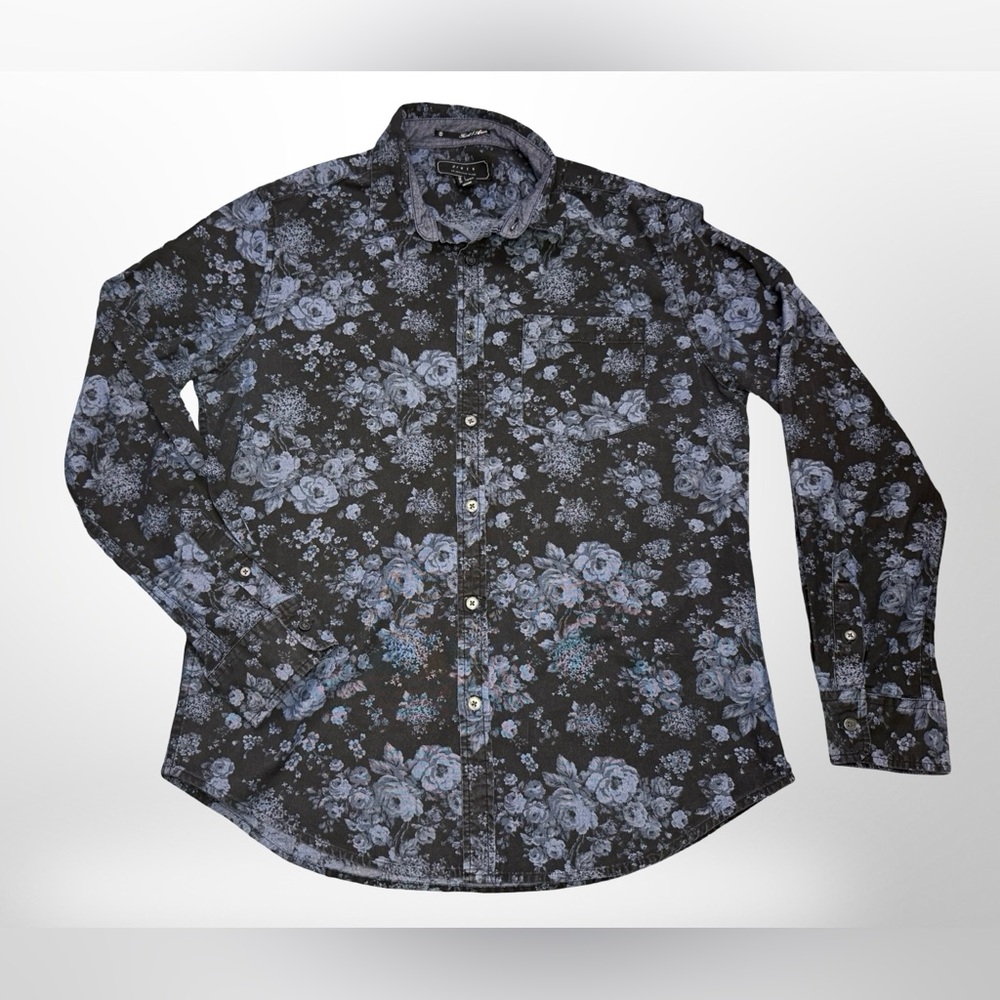 21men Black and Blue Floral Shirt